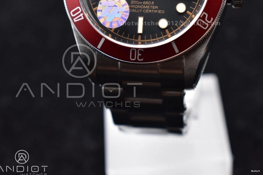 A2824 Best Bezel Red Edition 1:1 ZF SS Heritage Bay Bracelet Black on 0322